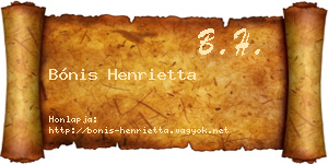 Bónis Henrietta névjegykártya